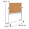 Emma and Oliver Reversible Mobile Cork Bulletin Board and White Board Stand with Pen Tray
